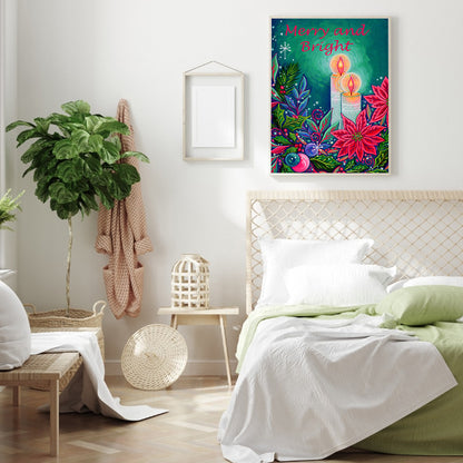 Christmas Poinsettia Candles - Full Round Drill Diamond Painting 30*40CM