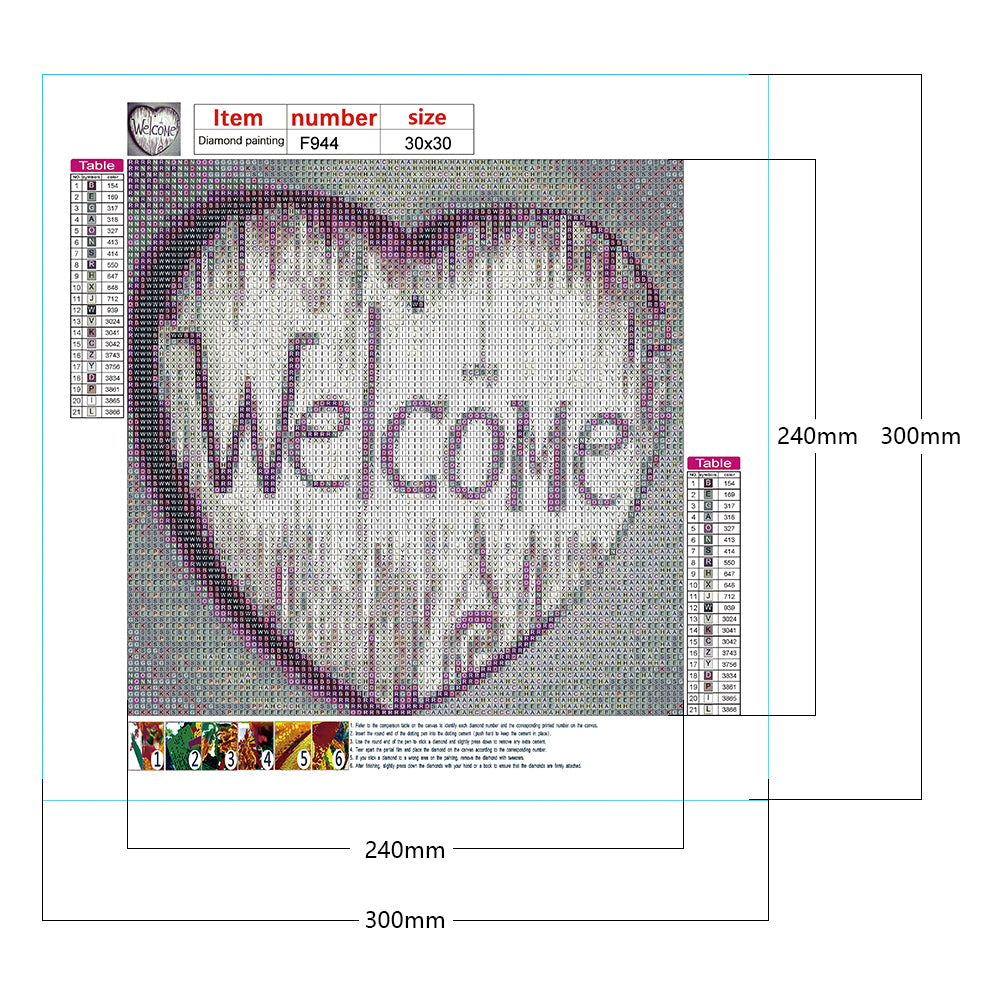 Welcome Calligraphy And Painting - Full Square Drill Diamond Painting 30*30CM