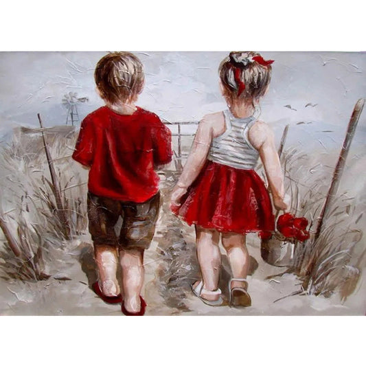 Play Children 40*30CM(Canvas) Full Round Drill Diamond Painting