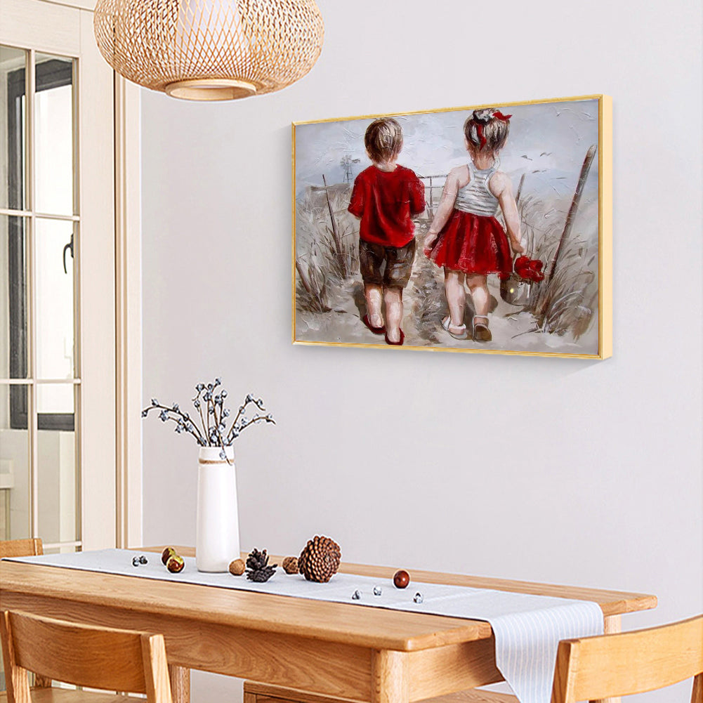 Play Children 40*30CM(Canvas) Full Round Drill Diamond Painting