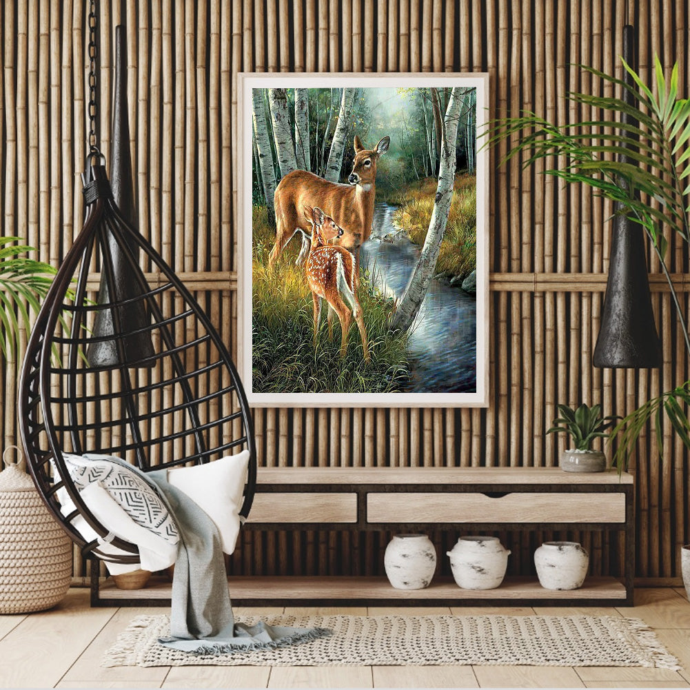 Sika Deer 40*50CM(Canvas) Full Round Drill Diamond Painting