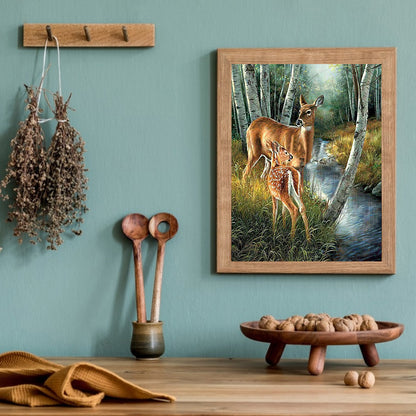 Sika Deer 40*50CM(Canvas) Full Round Drill Diamond Painting