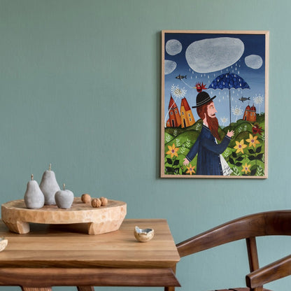 Man With Umbrella 30*40CM(Canvas) Full Round Drill Diamond Painting