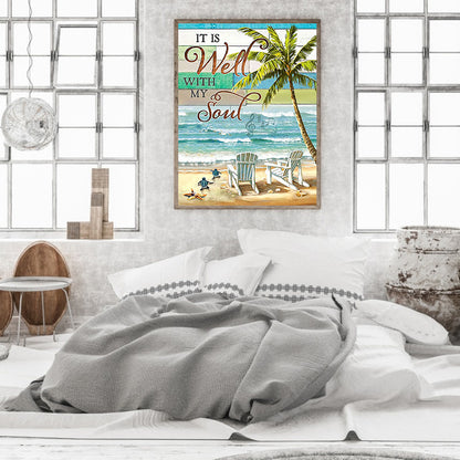 Seaside Beach Lounger - Full Round Drill Diamond Painting 30*40CM