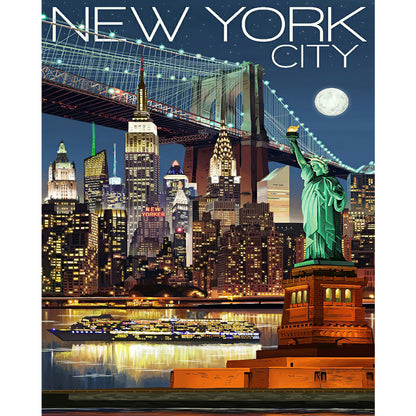 New York Night View - Full Round Drill Diamond Painting 40*50CM