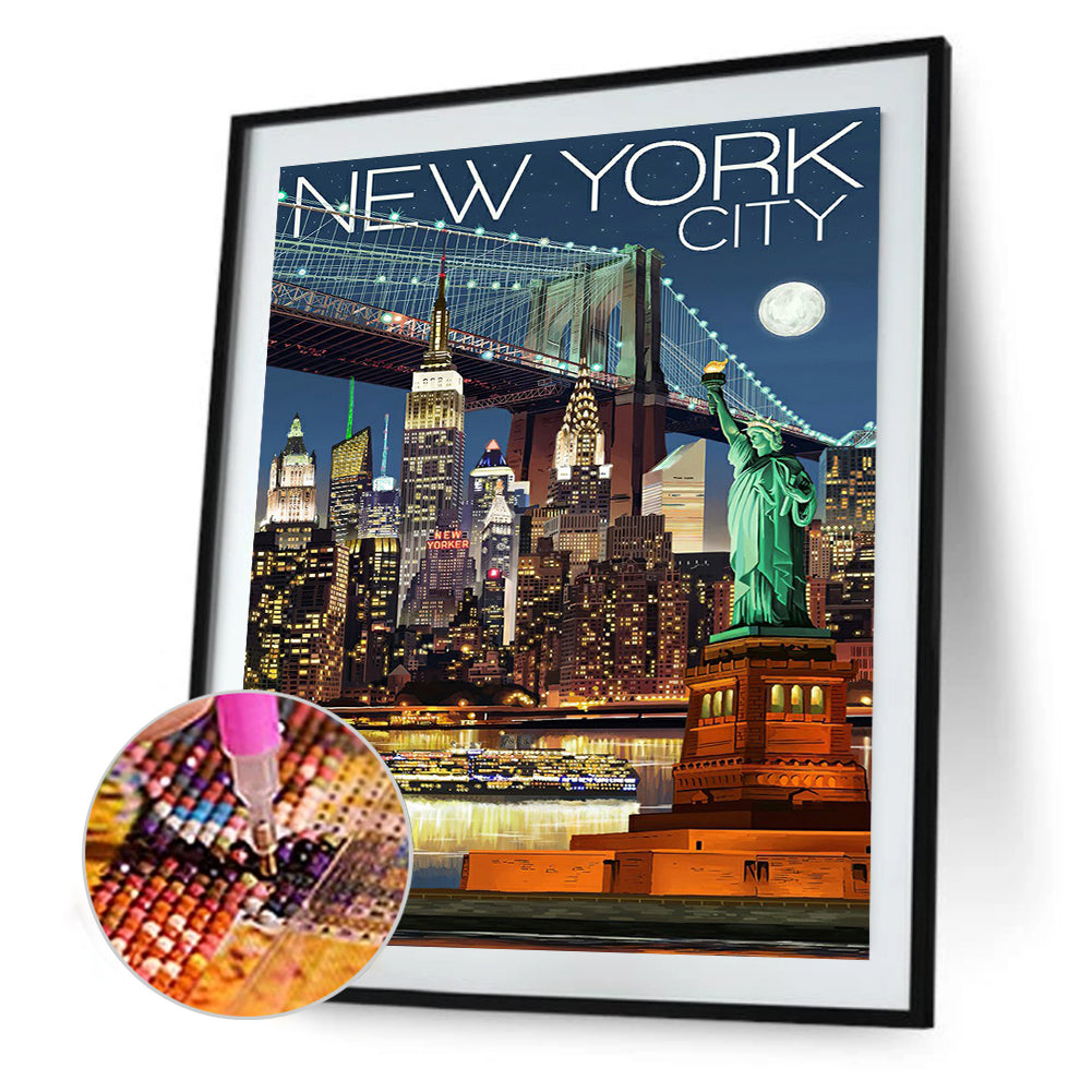 New York Night View - Full Round Drill Diamond Painting 40*50CM