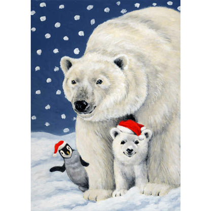 Polar Bear And Little Penguin - Full Round Drill Diamond Painting 30*40CM