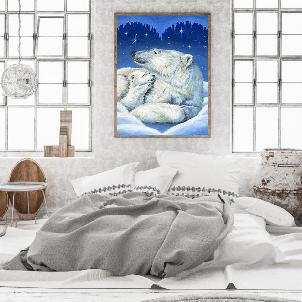 Polar Bear Mother And Child - Full Round Drill Diamond Painting 30*40CM