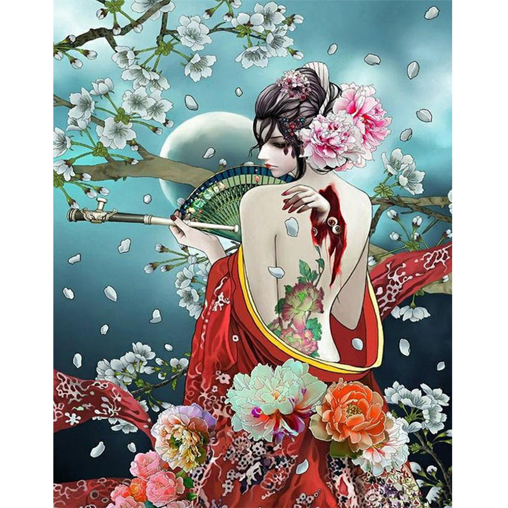 Japanese Geisha - Full Round Drill Diamond Painting 40*50CM