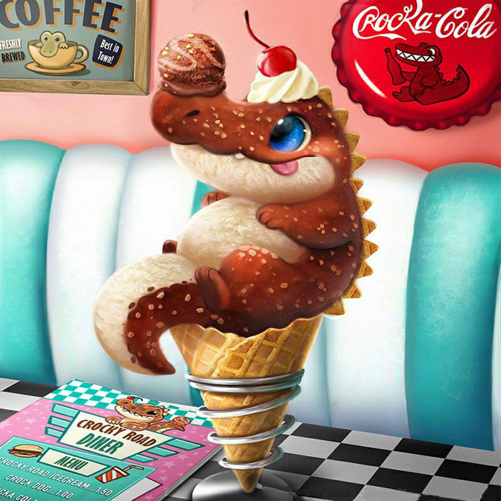 Crocodile Ice Cream - Full Round Drill Diamond Painting 30*30CM