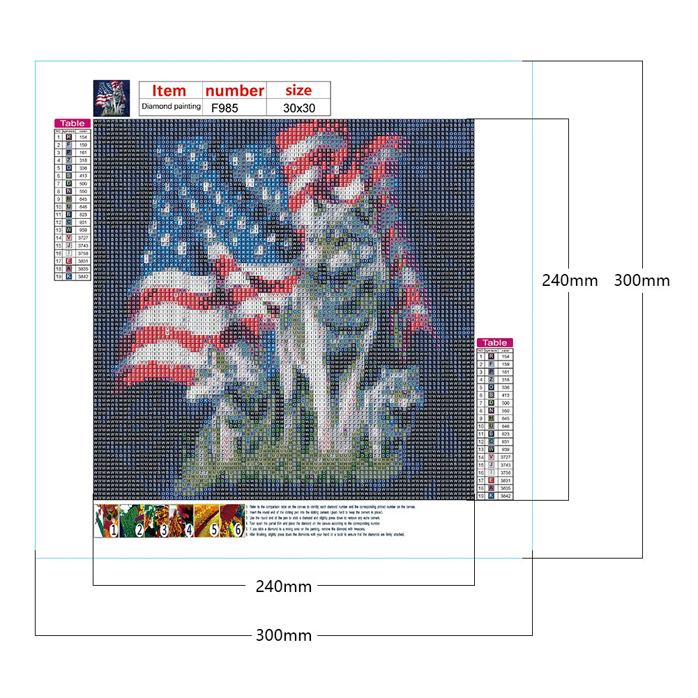 American Flag Wolf 30*30CM(Canvas) Full Square Drill Diamond Painting