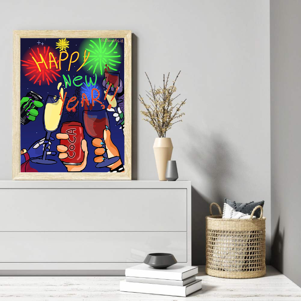 Celebrate New Year 30*40CM(Canvas) Full Round Drill Diamond Painting