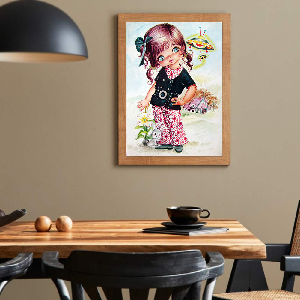 Cartoon Little Girl - Full Round Drill Diamond Painting 30*40CM