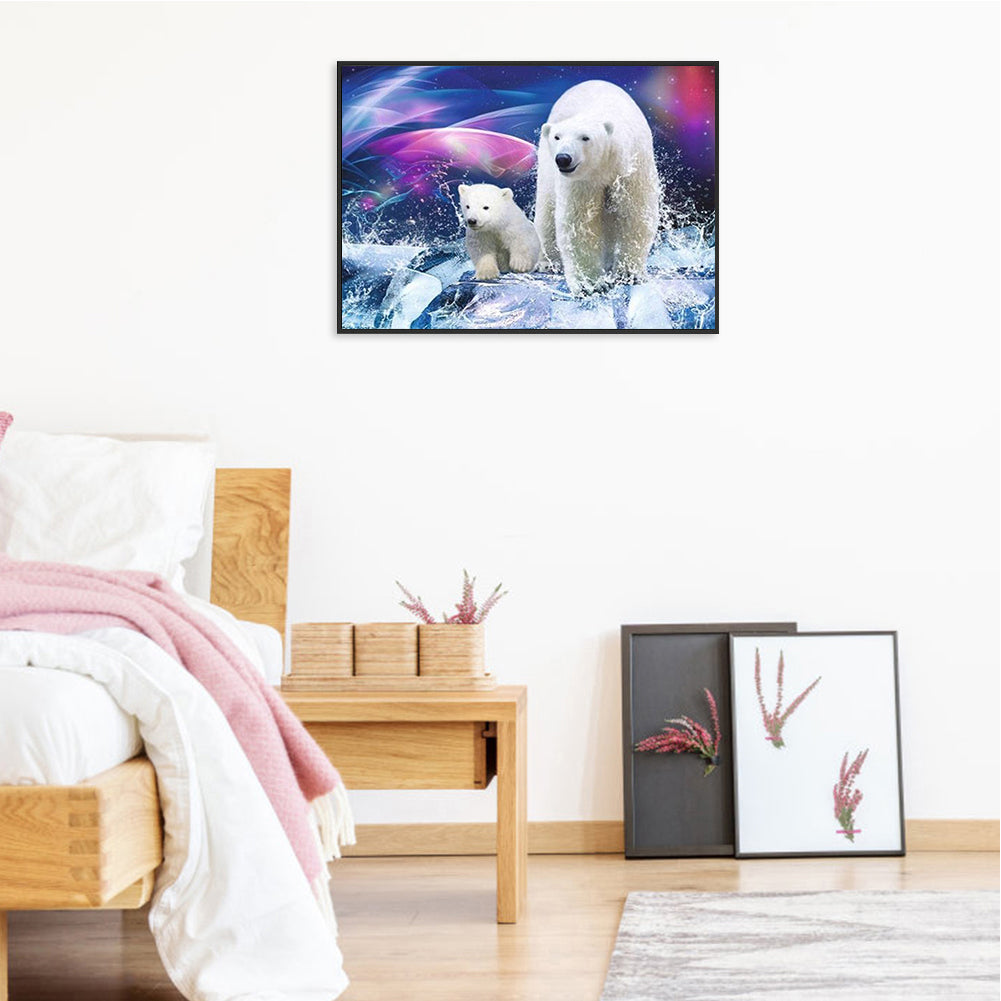 Polar White Bear 40*30CM(Canvas) Full Round Drill Diamond Painting