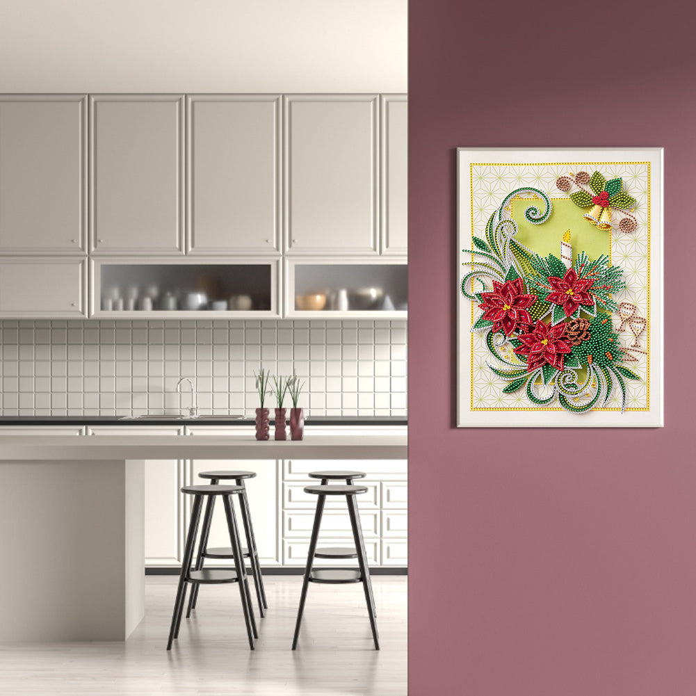Flower Candle Quilling Paper Painting - Special Shaped Drill Diamond Painting 30*40CM