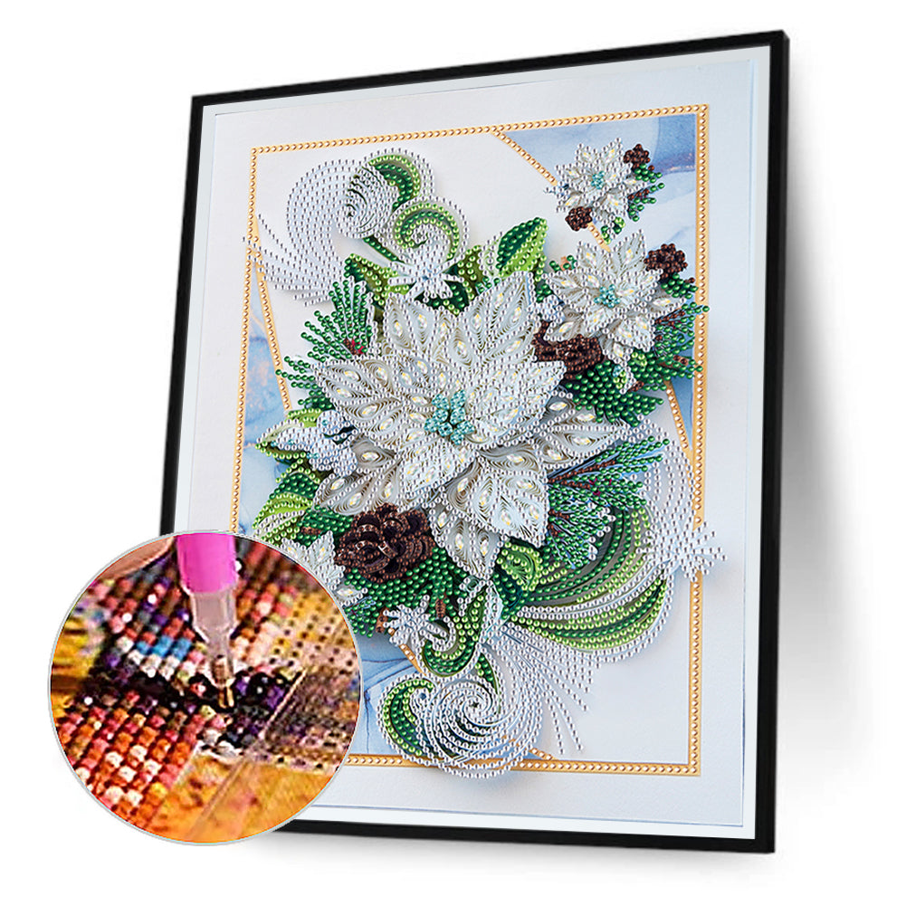 Paper Painting Of Flowers And Candles - Special Shaped Drill Diamond Painting 30*40CM