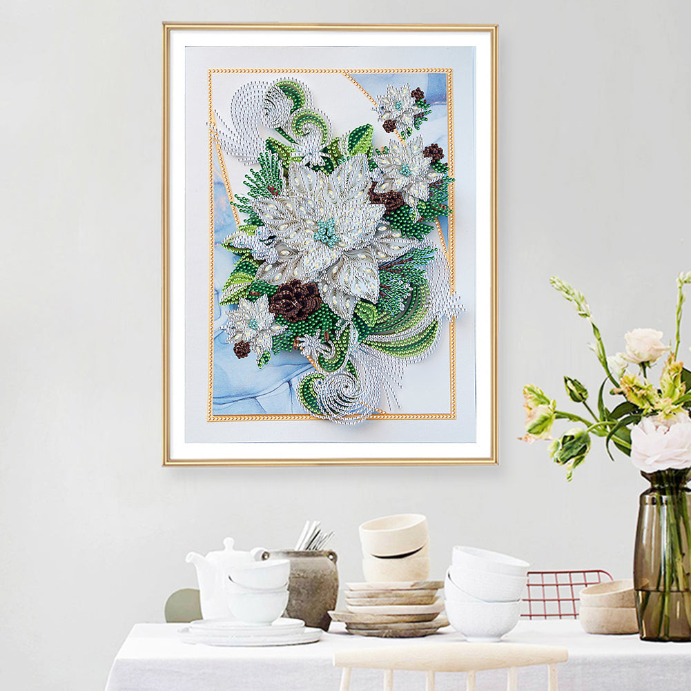 Paper Painting Of Flowers And Candles - Special Shaped Drill Diamond Painting 30*40CM