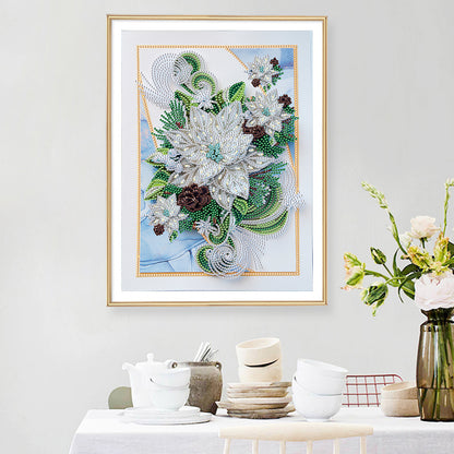 Paper Painting Of Flowers And Candles - Special Shaped Drill Diamond Painting 30*40CM