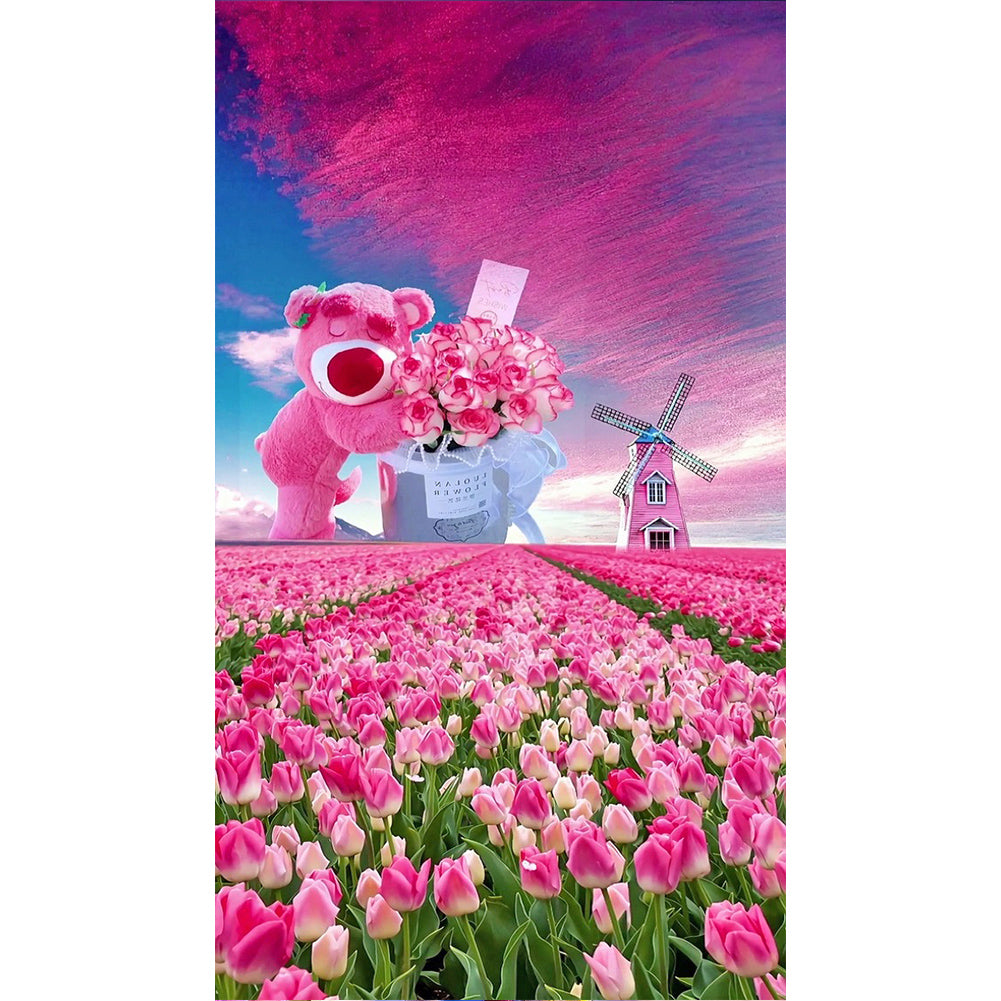 Pink Tulips - Full Round Drill Diamond Painting 40*70CM