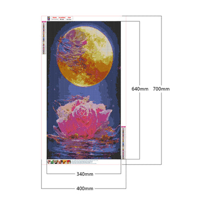 Flowers Blooming Under The Golden Moon - Full Square Drill Diamond Painting 40*70CM