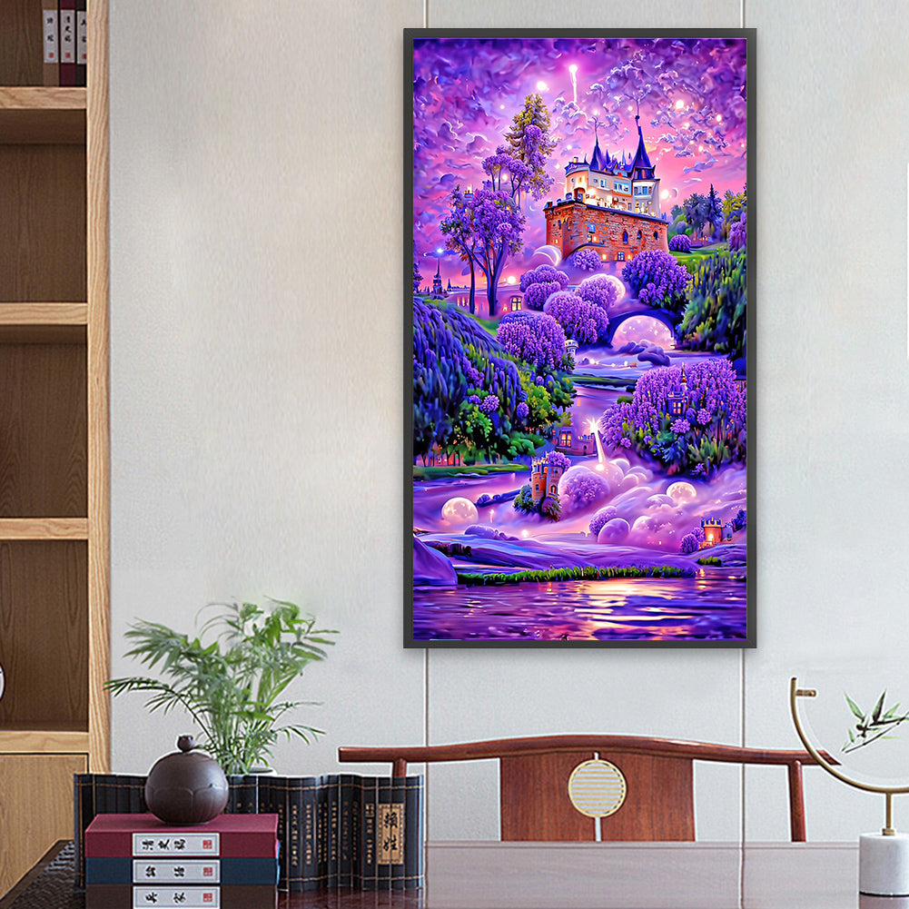 Purple Lavender Manor - Full Square Drill Diamond Painting 40*70CM
