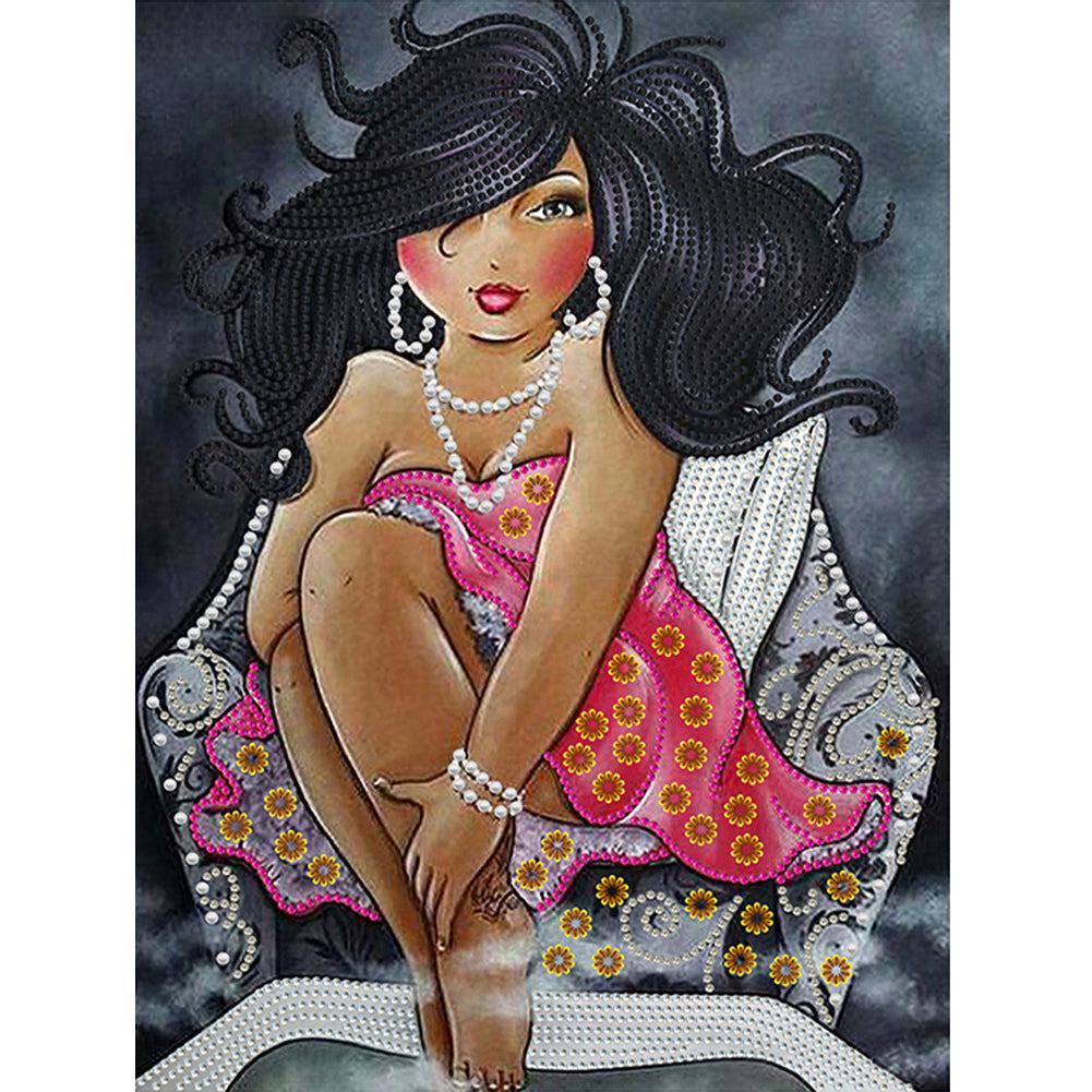 Beautiful Fat Woman 30*40CM(Canvas) Special Shaped Drill Diamond Painting