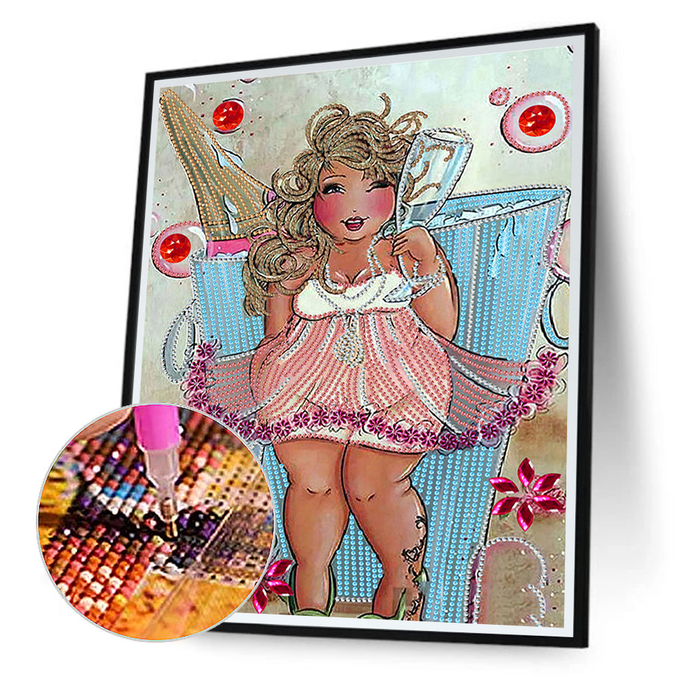 Beautiful Fat Woman 30*40CM(Canvas) Special Shaped Drill Diamond Painting