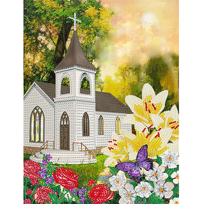 Church 30*40CM(Canvas) Special Shaped Drill Diamond Painting