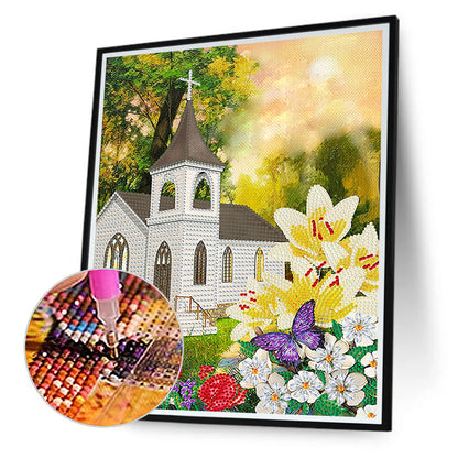 Church 30*40CM(Canvas) Special Shaped Drill Diamond Painting