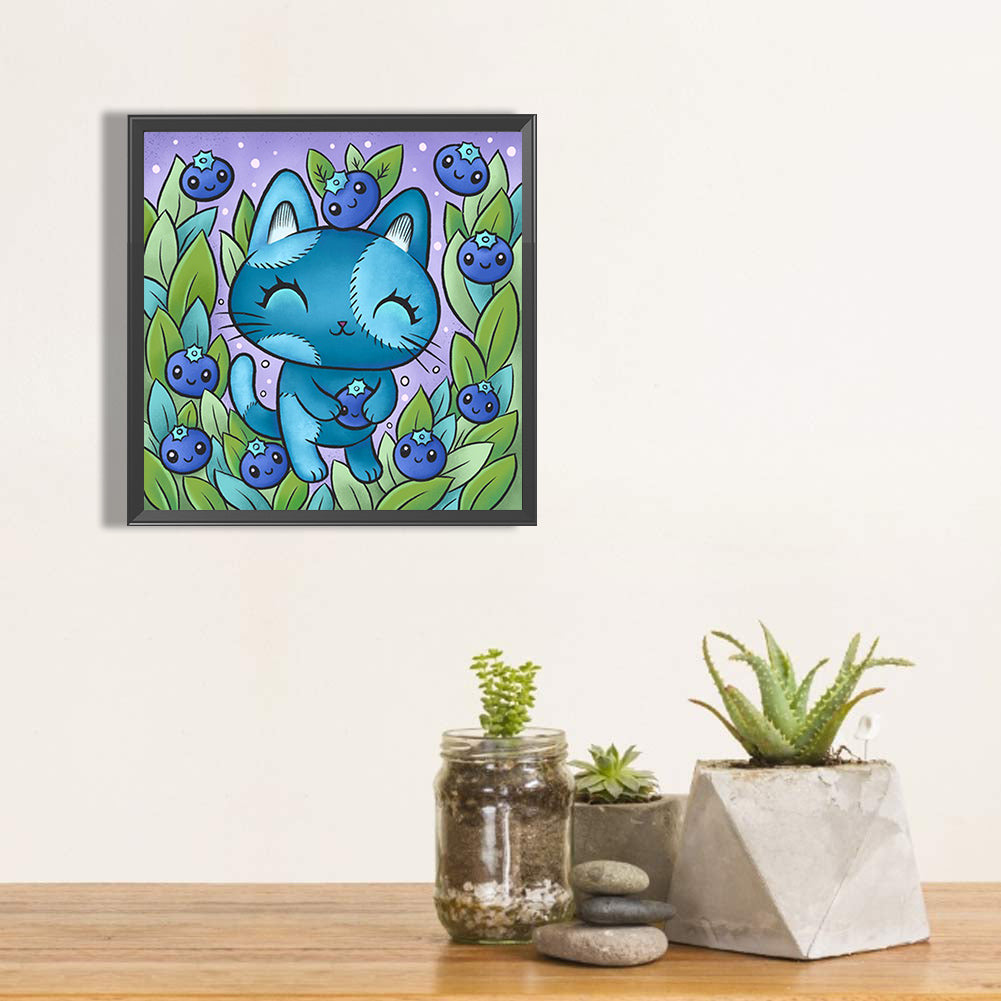 Blue Kitten - Full Round Drill Diamond Painting 40*40CM
