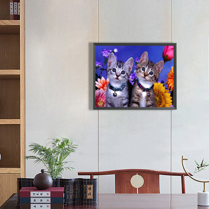 Cute Tabby Cat 50*40CM(Canvas) Full Round Drill Diamond Painting