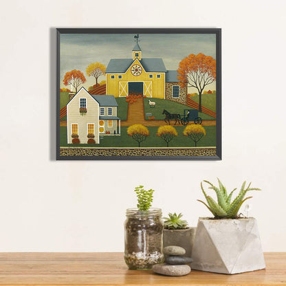 House In Rice Field 50*40CM(Canvas) Full Round Drill Diamond Painting