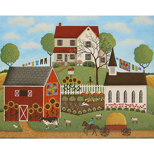 House In Rice Field - Full Round Drill Diamond Painting 50*40CM