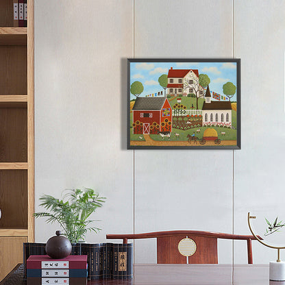 House In Rice Field - Full Round Drill Diamond Painting 50*40CM