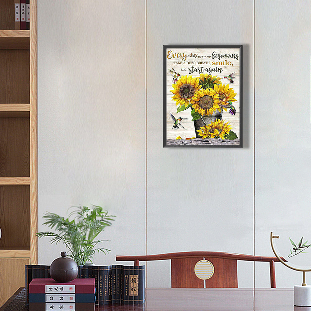 Sunflower Vase 30*40CM(Canvas) Full Square Drill Diamond Painting