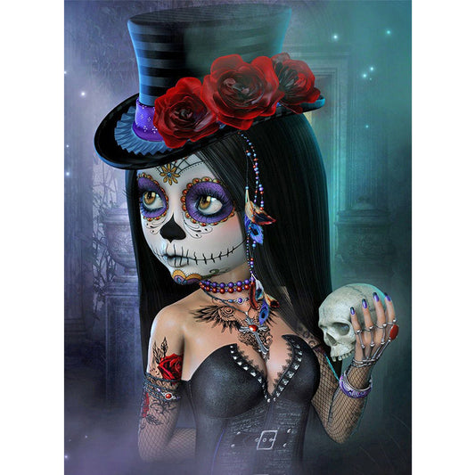 Heavy Makeup Woman 40*50CM(Canvas) Full Round Drill Diamond Painting