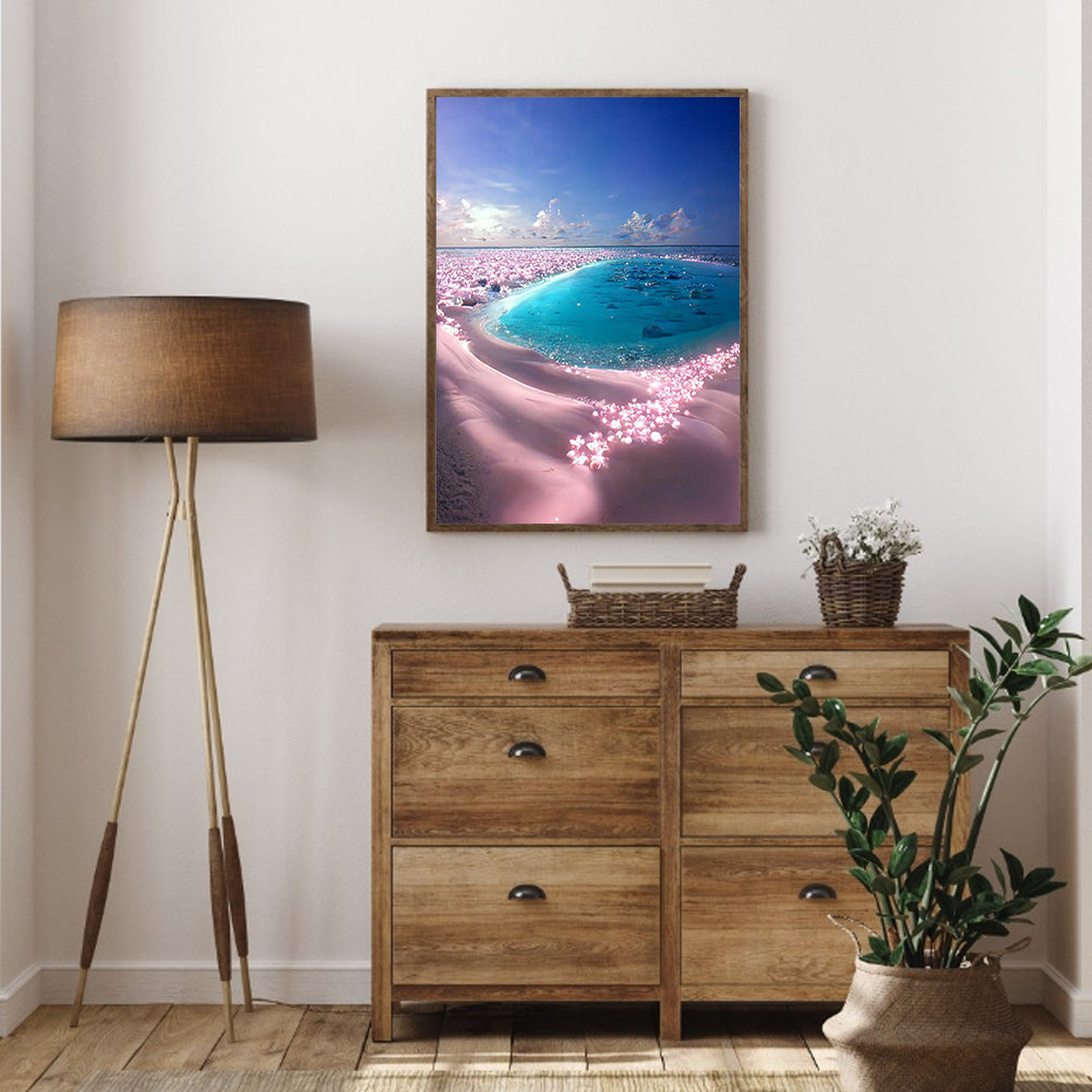 Beach Wave Art - Flower Sea Coastline - Full Round Drill Diamond Painting 40*50CM