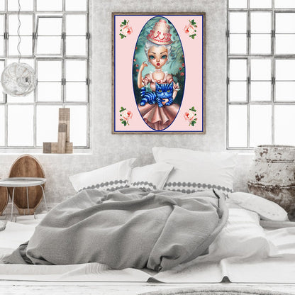 Weird Big Eyes Cartoon Girl 30*40CM(Canvas) Full Round Drill Diamond Painting
