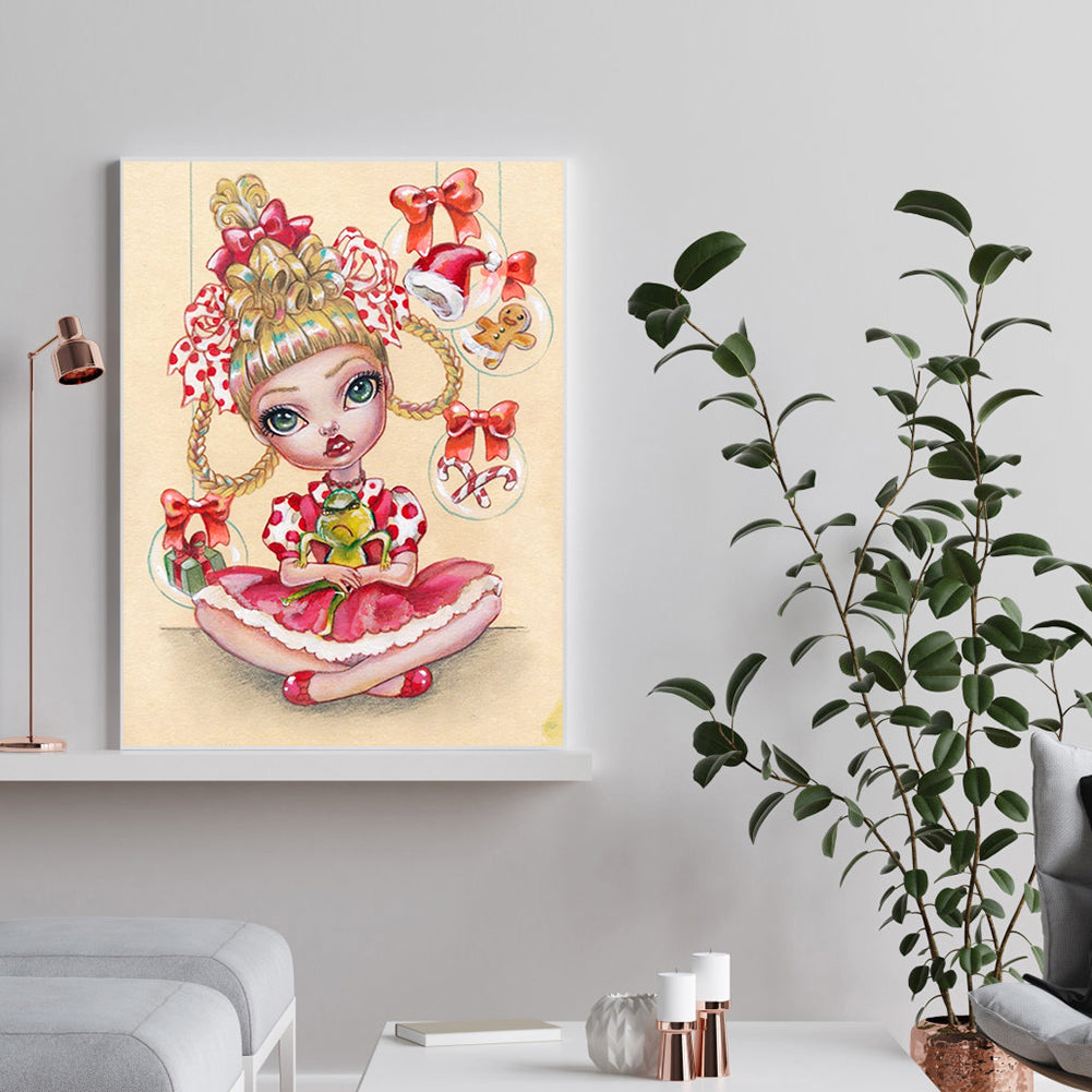 Weird Big Eyes Cartoon Girl 30*40CM(Canvas) Full Round Drill Diamond Painting