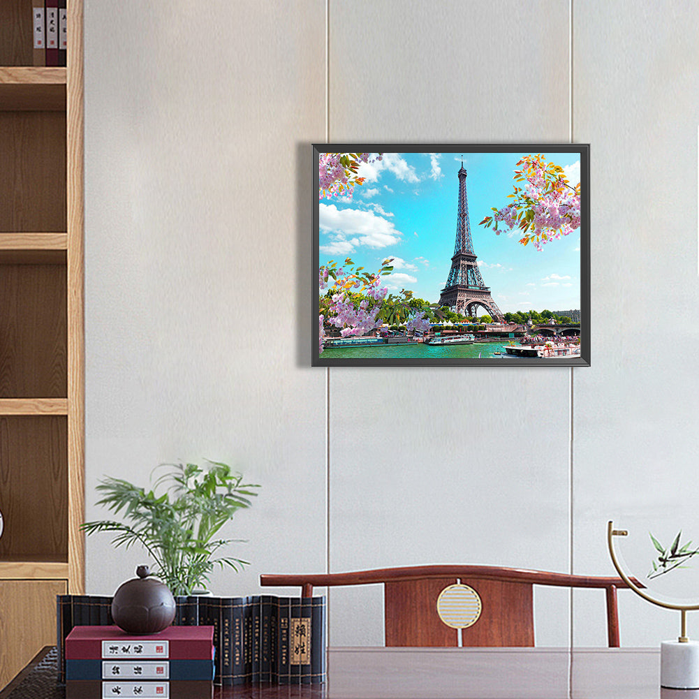 Eiffel Tower Scenery - Full Round Drill Diamond Painting 50*40CM