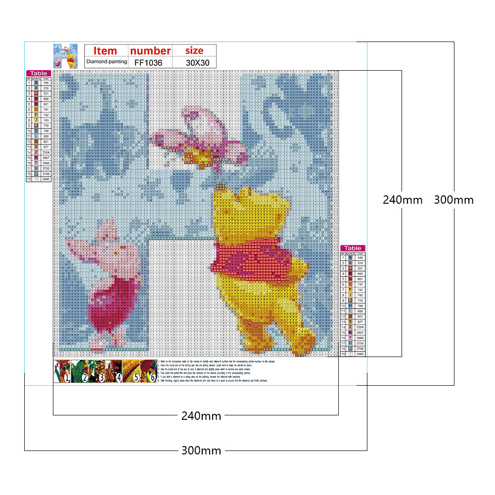 H Letter Winnie The Pooh - Full Square Drill Diamond Painting 30*30CM