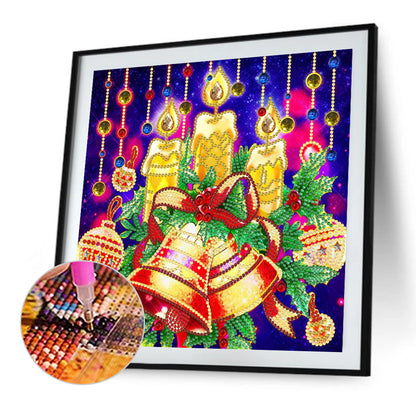 Christmas Bell Candle 30*30CM(Canvas) Special Shaped Drill Diamond Painting