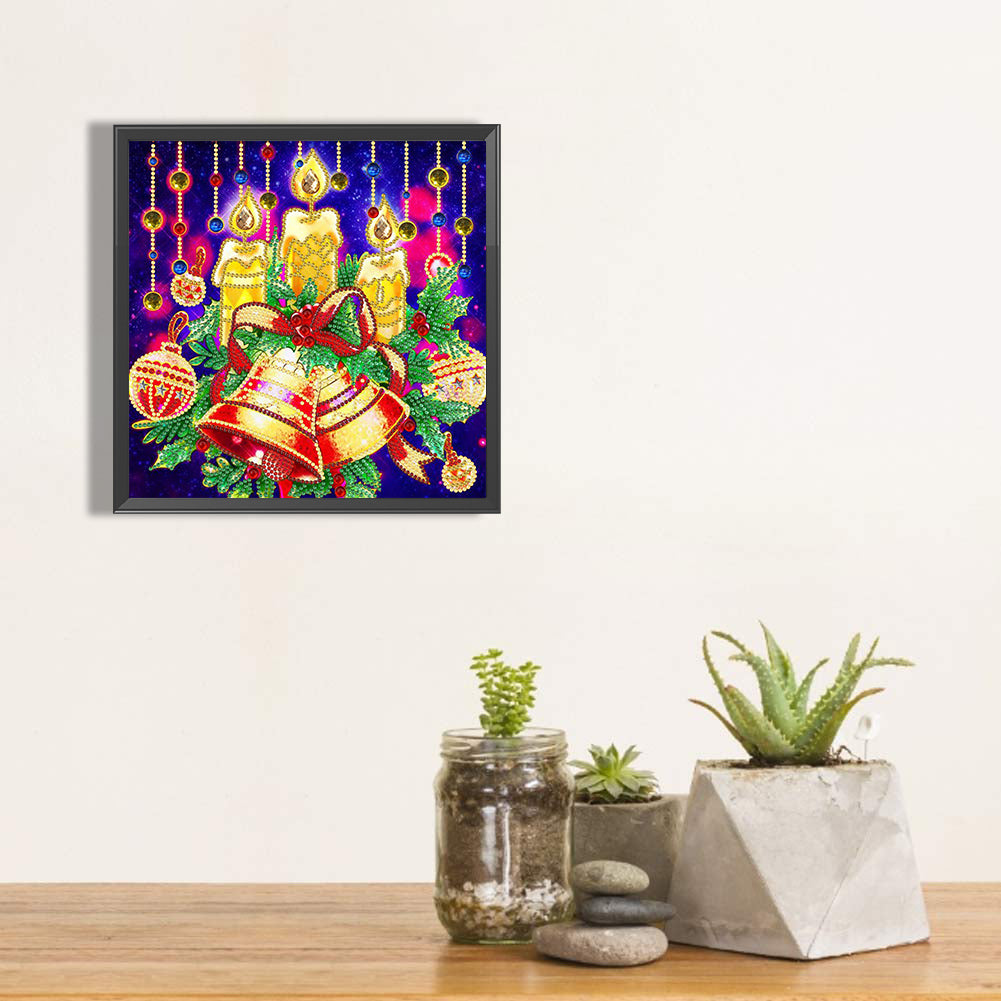 Christmas Bell Candle 30*30CM(Canvas) Special Shaped Drill Diamond Painting