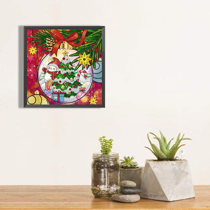 Christmas Snowman Christmas Tree - Special Shaped Drill Diamond Painting 30*30CM