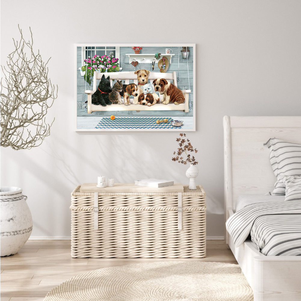 Puppies Resting - Full Square Drill Diamond Painting 40*30CM