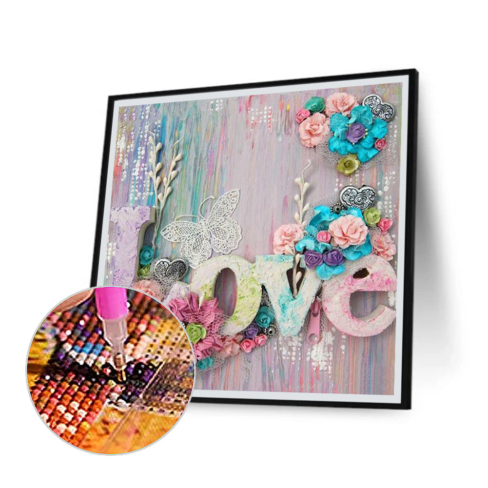 Calligraphy And Painting Love - Full Round Drill Diamond Painting 50*50CM