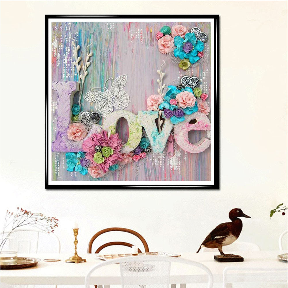 Calligraphy And Painting Love - Full Round Drill Diamond Painting 50*50CM
