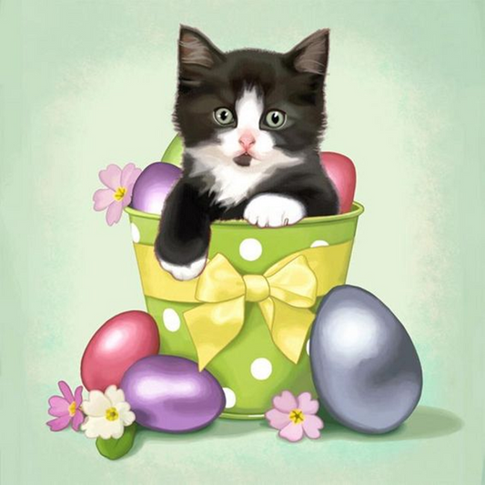 Easter Egg Kitten - Full Round Drill Diamond Painting 30*30CM