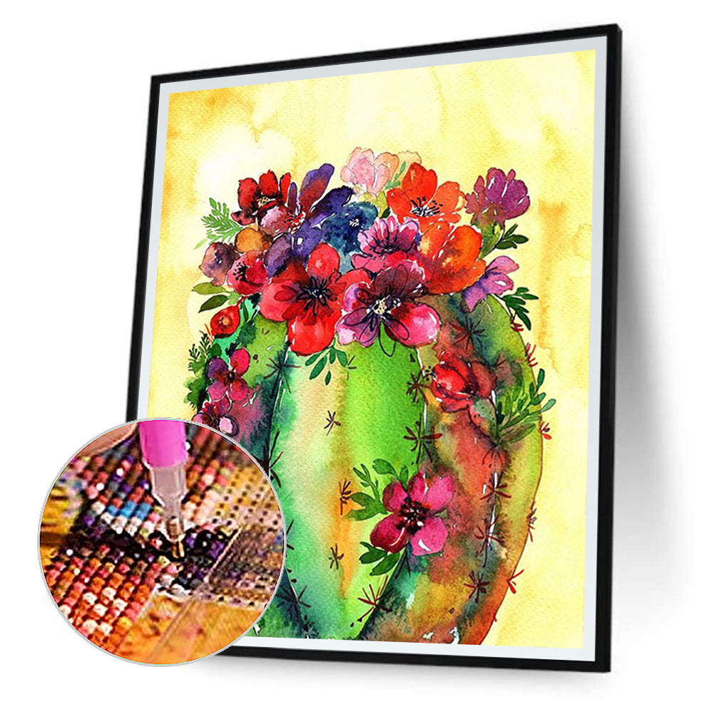 Cactus Flower - Full Round Drill Diamond Painting 30*40CM