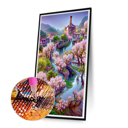 Dream Peach Blossom House - Full Square Drill Diamond Painting 40*70CM